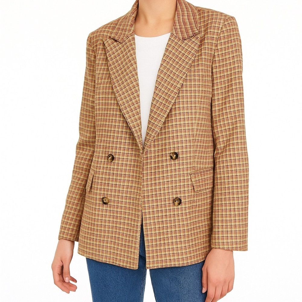 JNSQ Plaid Double-Breasted Women's Blazer Size 2